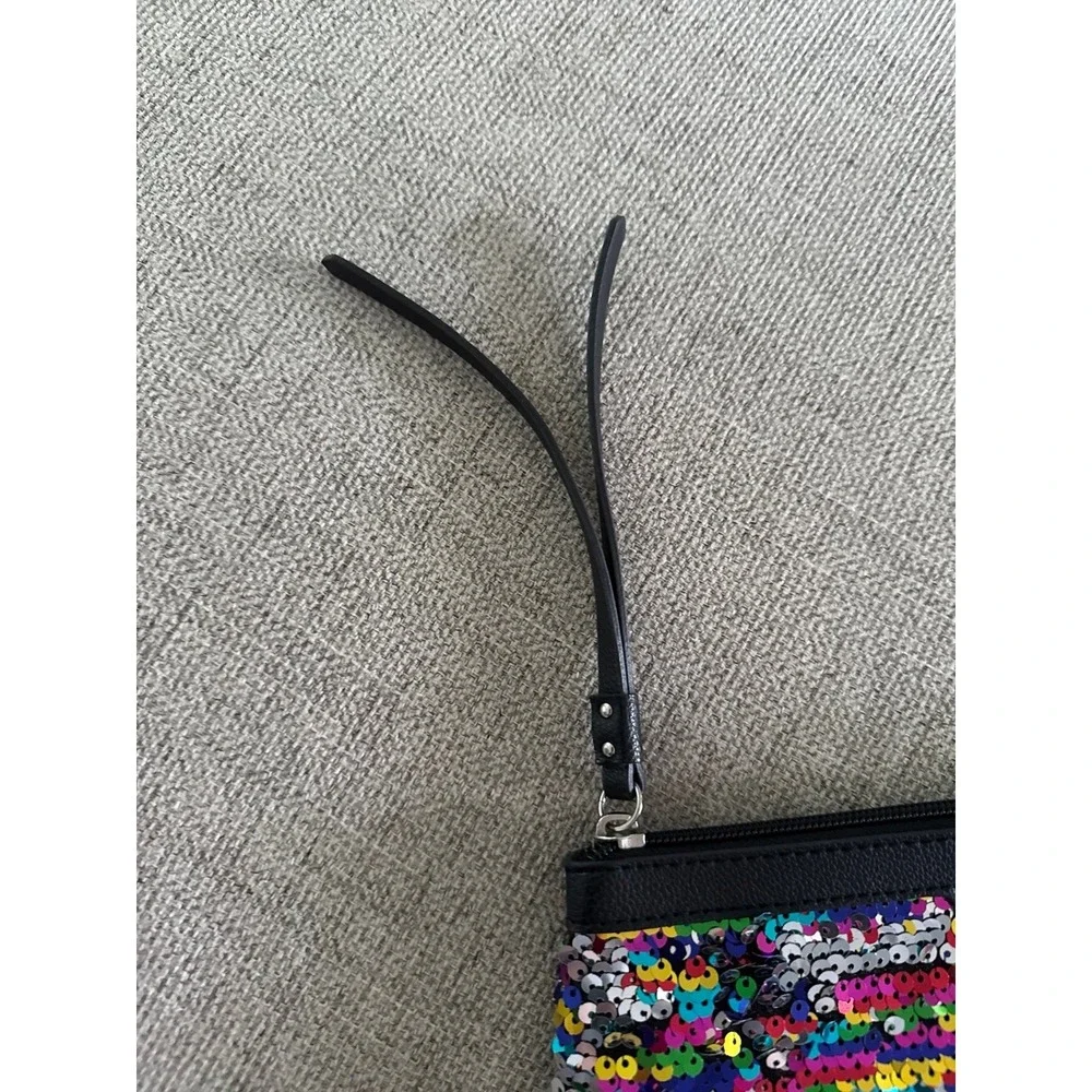 Victoria's Secret colorful sequin sparkle wristlet‎ clutch purse cosmetic bag